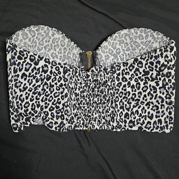 Say What? Leopard Print Bustier Top - Black and White - Picture 2 of 2